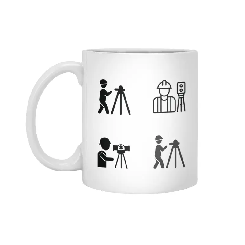Land survey and civil engineer working with his equipment. Flat style modern Beyaz Kupa