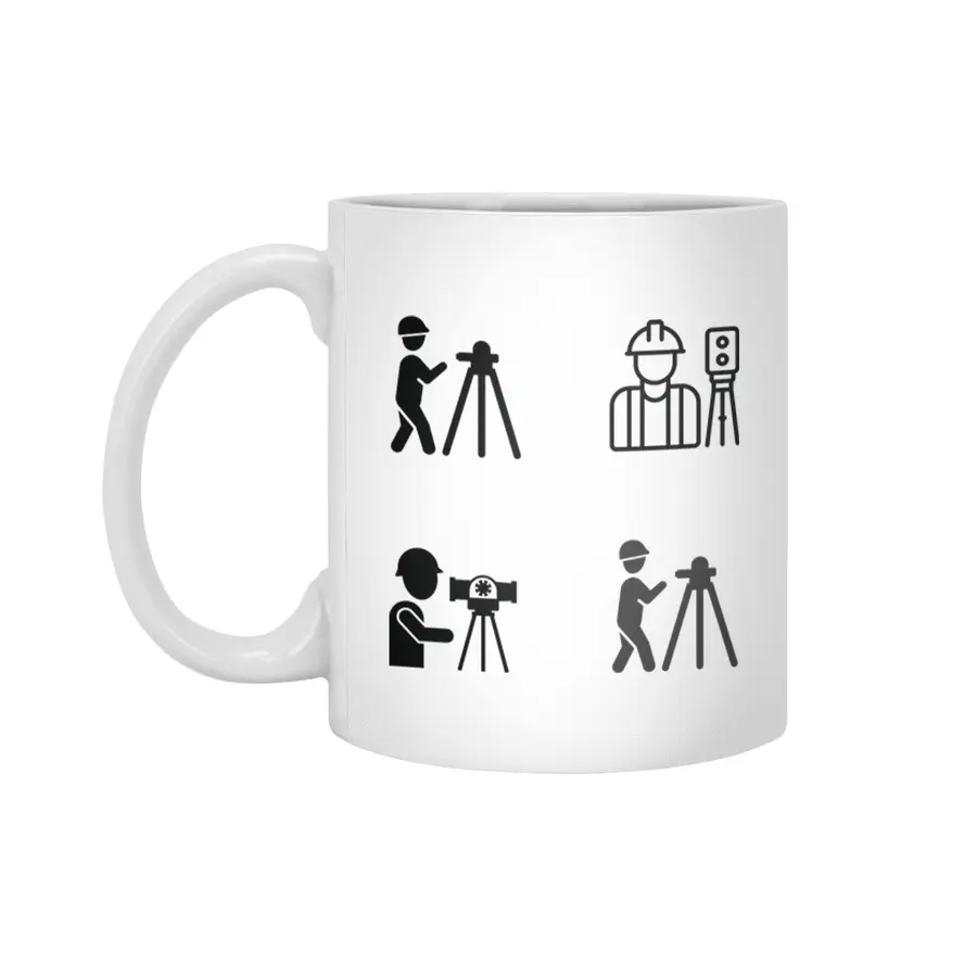 Land survey and civil engineer working with his equipment. Flat style modern Beyaz Kupa