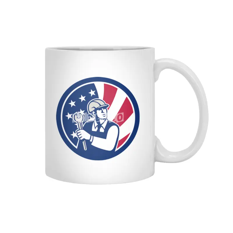 American Engineer USA Flag Icon Beyaz Kupa