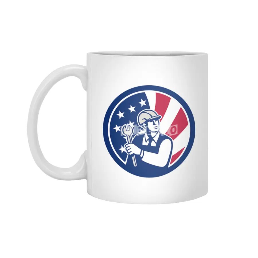 American Engineer USA Flag Icon Beyaz Kupa