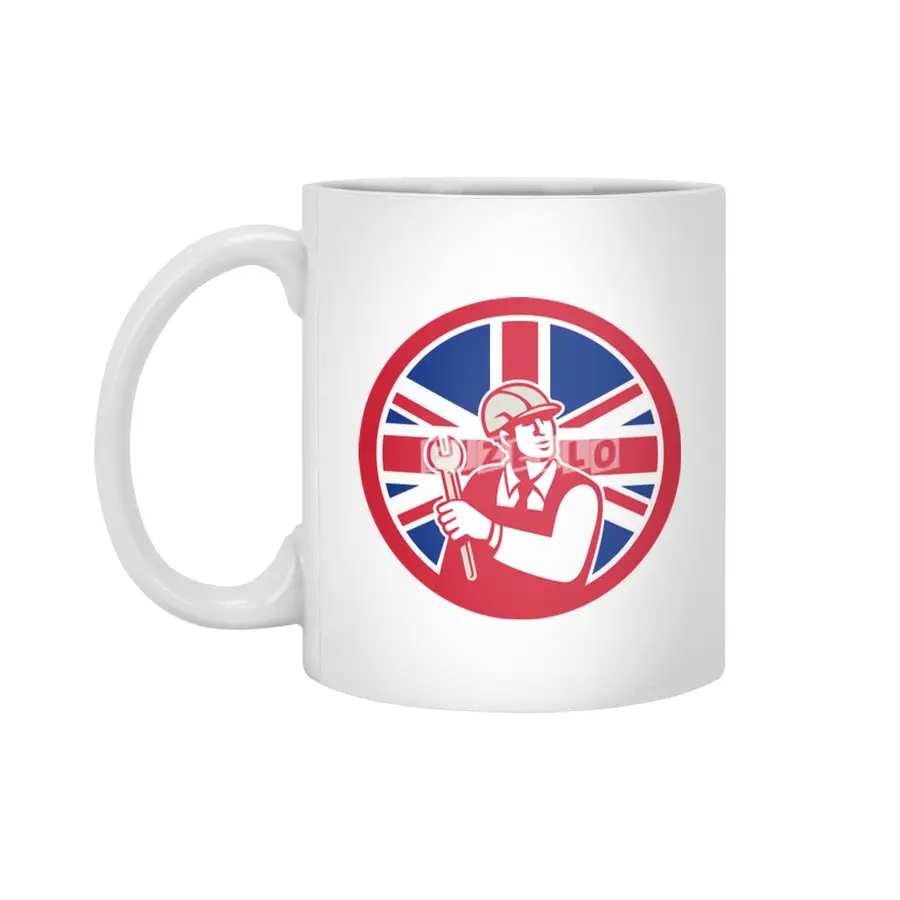 British Engineer Union Jack Flag Icon Beyaz Kupa