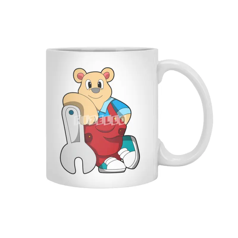 Bear as Mechatronics engineer with Wrench Beyaz Kupa