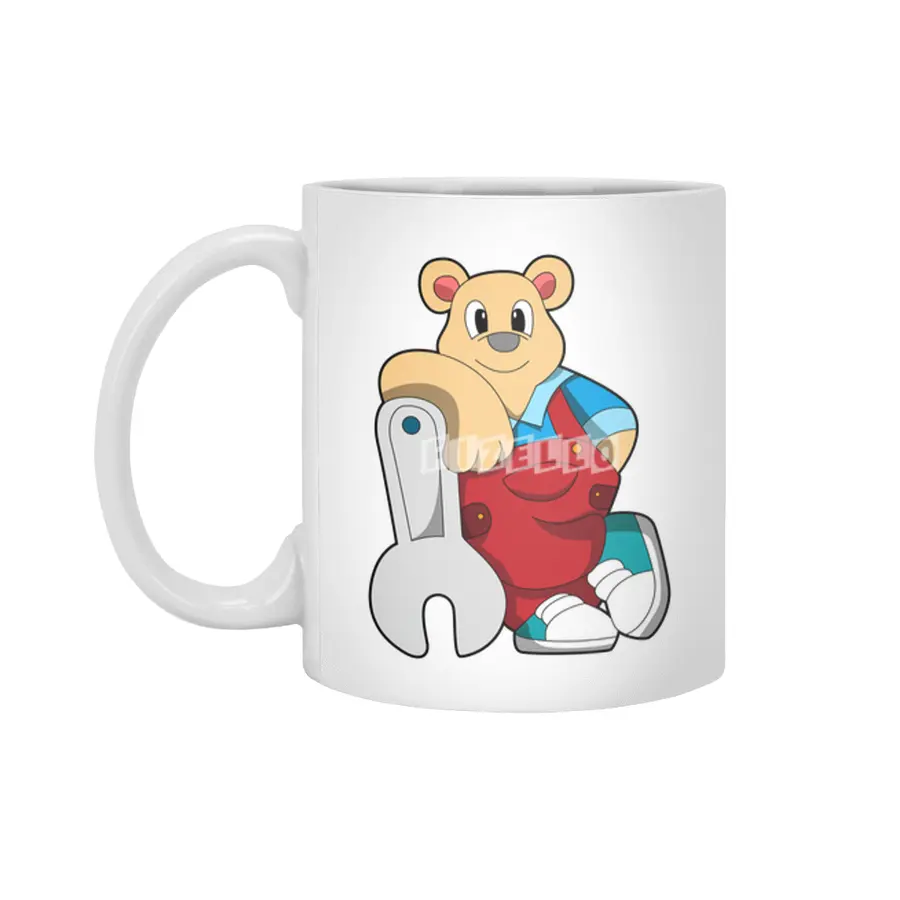 Bear as Mechatronics engineer with Wrench Beyaz Kupa
