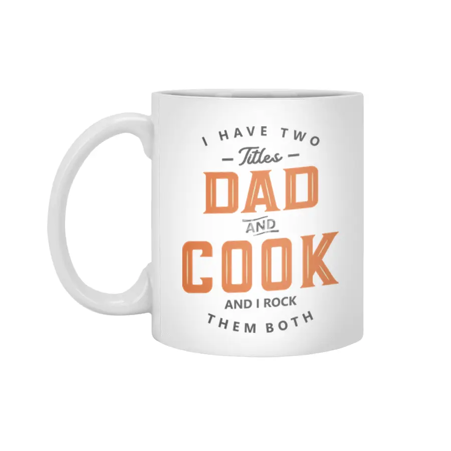 Dad and Cook Funny Job Title Profession Birthday Worker Beyaz Kupa