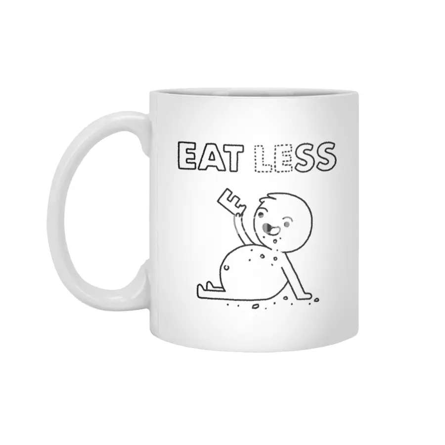 EAT LESS Beyaz Kupa