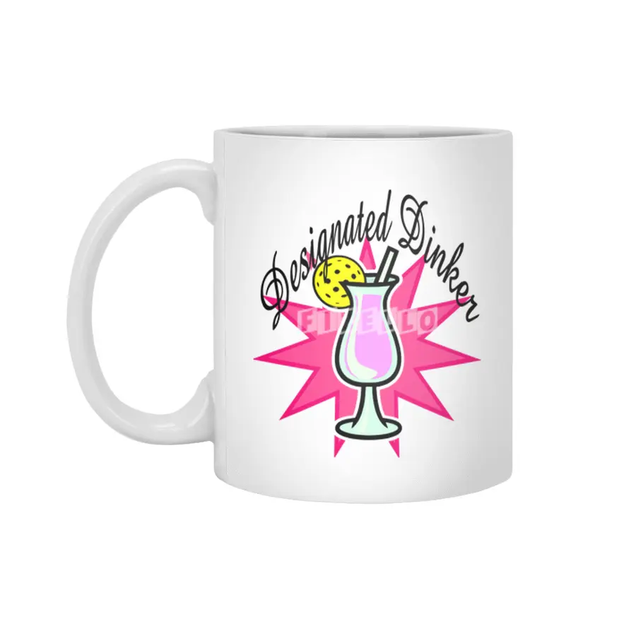 Designated Dinker - Pink Cocktail with Pickleball Pineapple Beyaz Kupa