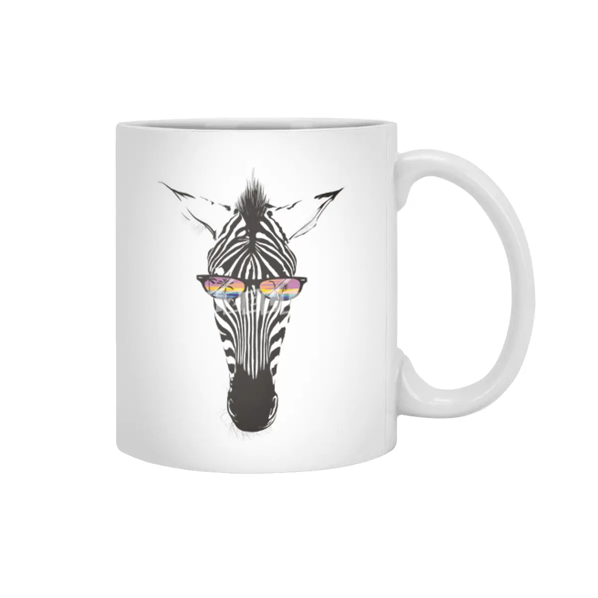 Summer zebra sunset palm trees tropical drink sunglasses Beyaz Kupa