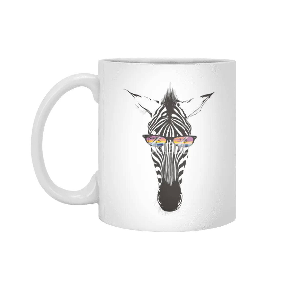 Summer zebra sunset palm trees tropical drink sunglasses Beyaz Kupa