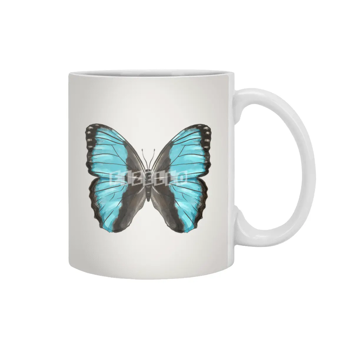 Blue Butterfly Insect Art Beyaz Kupa