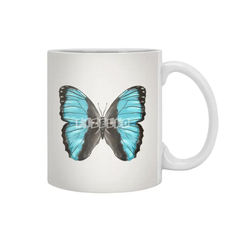 Blue Butterfly Insect Art Beyaz Kupa