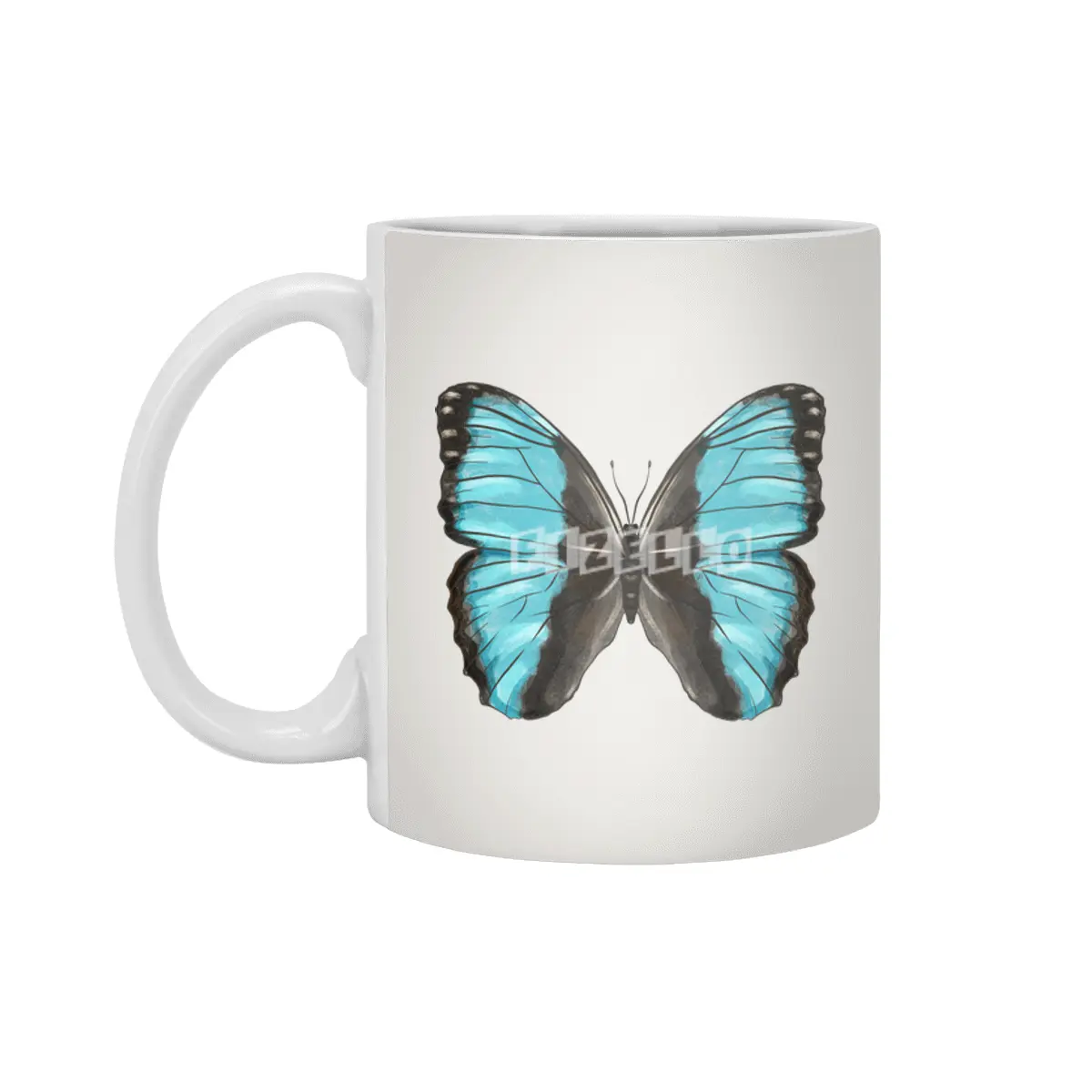 Blue Butterfly Insect Art Beyaz Kupa
