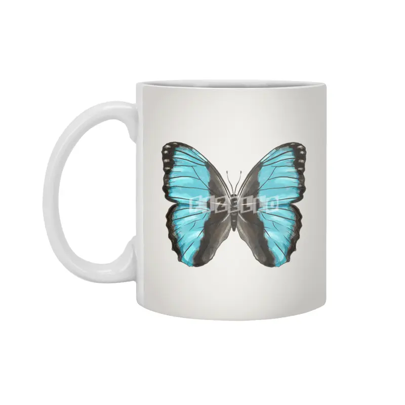 Blue Butterfly Insect Art Beyaz Kupa