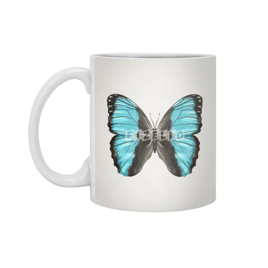 Blue Butterfly Insect Art Beyaz Kupa