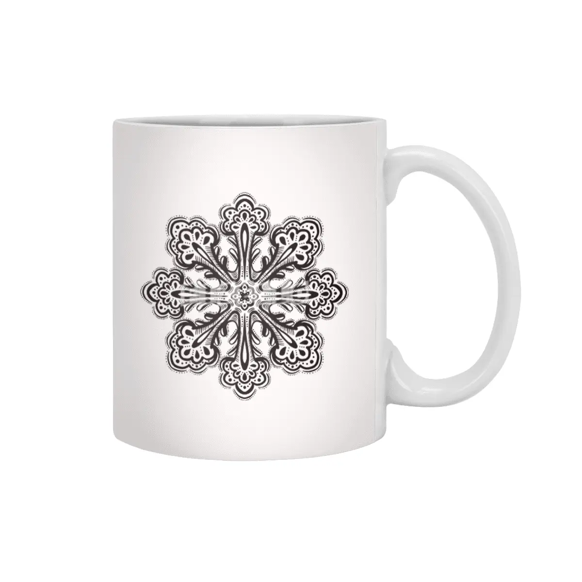 Decorative Snowflake Abstract Winter Ink Art Beyaz Kupa