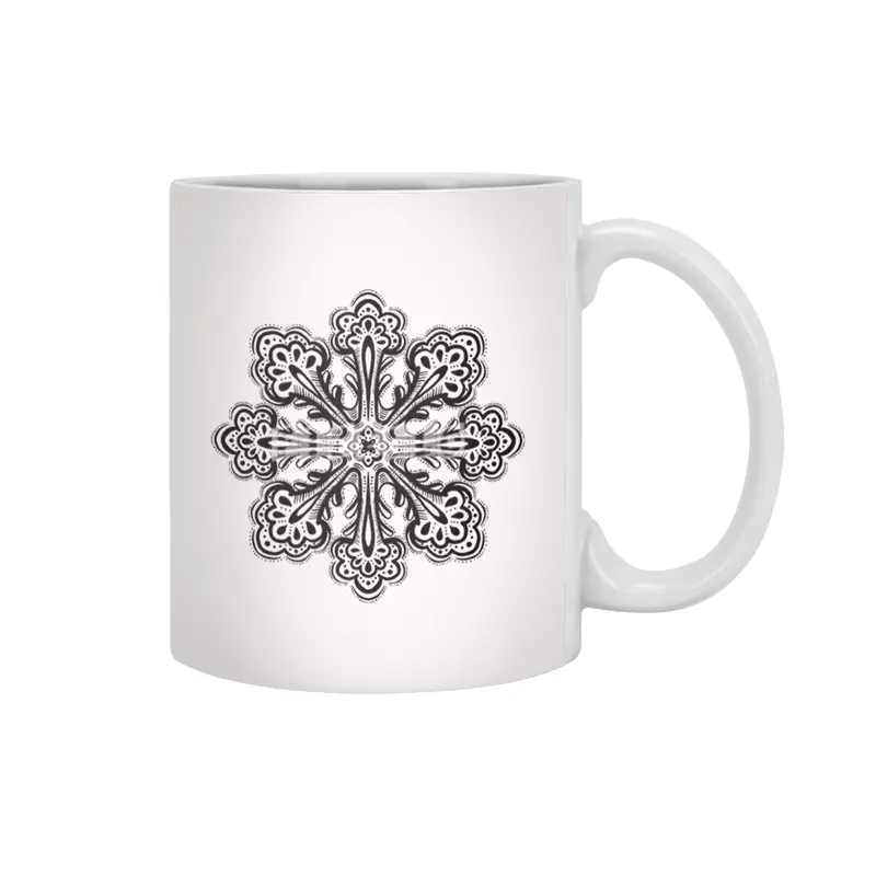 Decorative Snowflake Abstract Winter Ink Art Beyaz Kupa