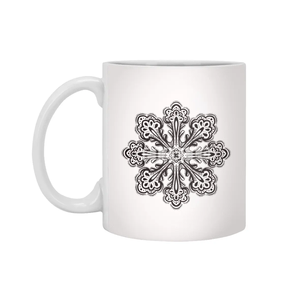 Decorative Snowflake Abstract Winter Ink Art Beyaz Kupa