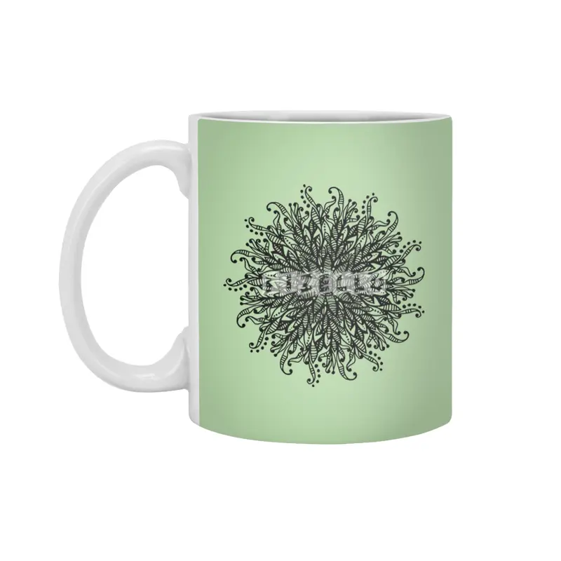 Decorative Mandala Graphic Print Design GC-005 Beyaz Kupa