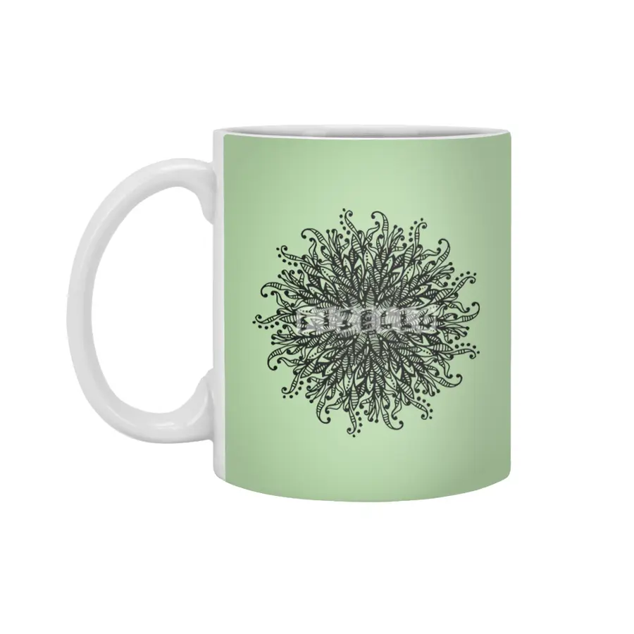 Decorative Mandala Graphic Print Design GC-005 Beyaz Kupa