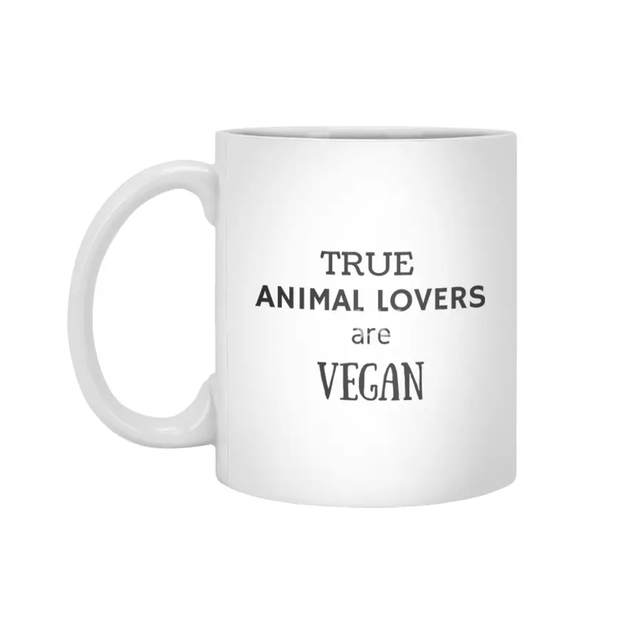 TRUE ANIMAL LOVERS ARE VEGAN Beyaz Kupa