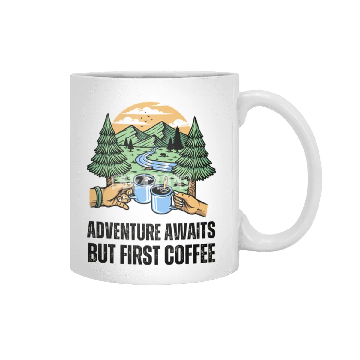 Adventure Awaits, But First Coffee Beyaz Kupa