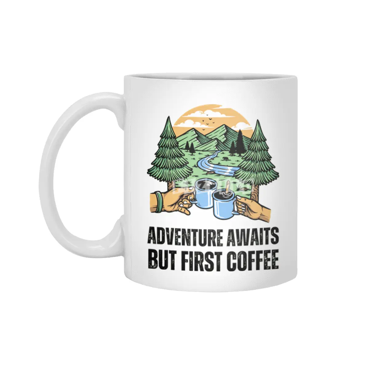 Adventure Awaits, But First Coffee Beyaz Kupa