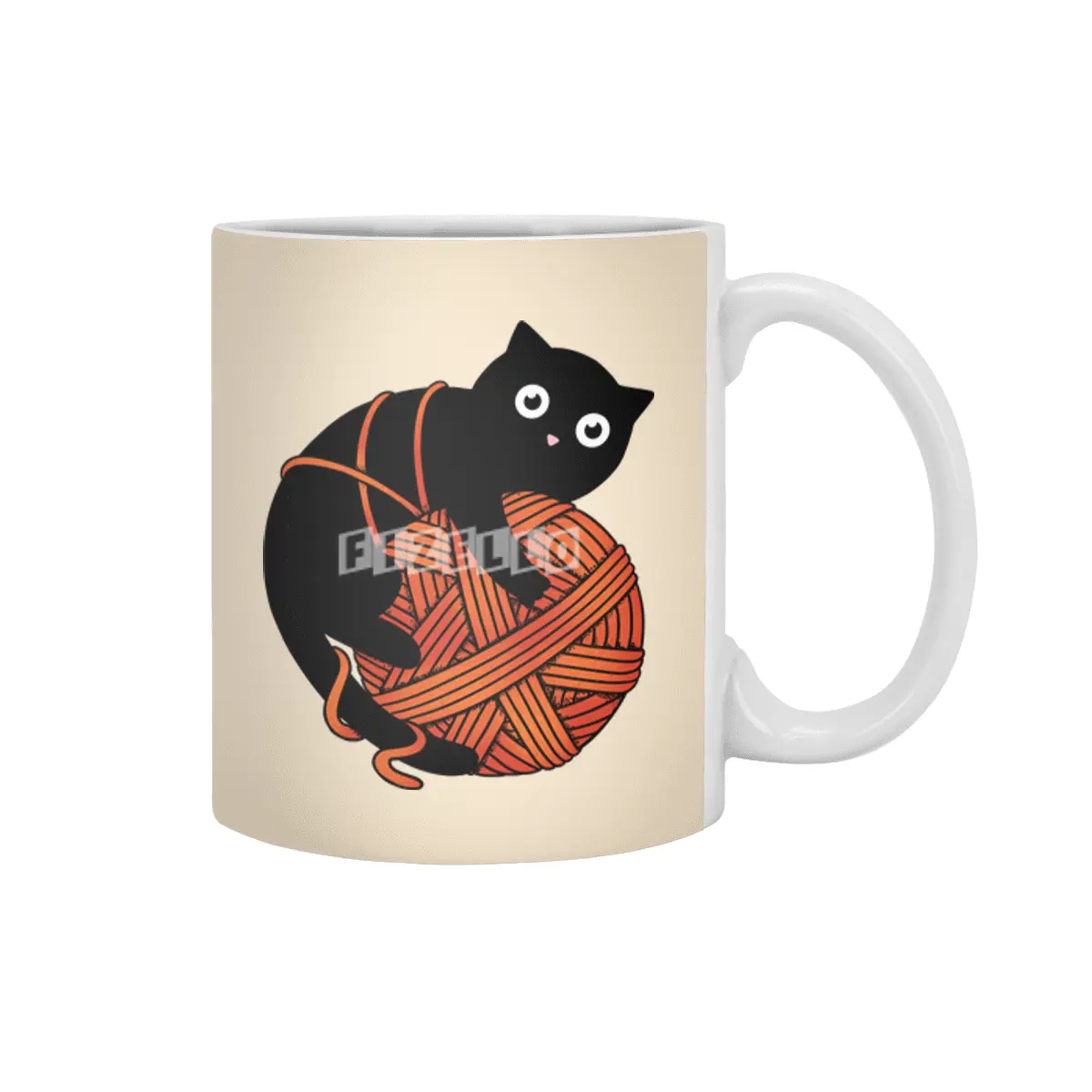 Cat and yarn ball Beyaz Kupa