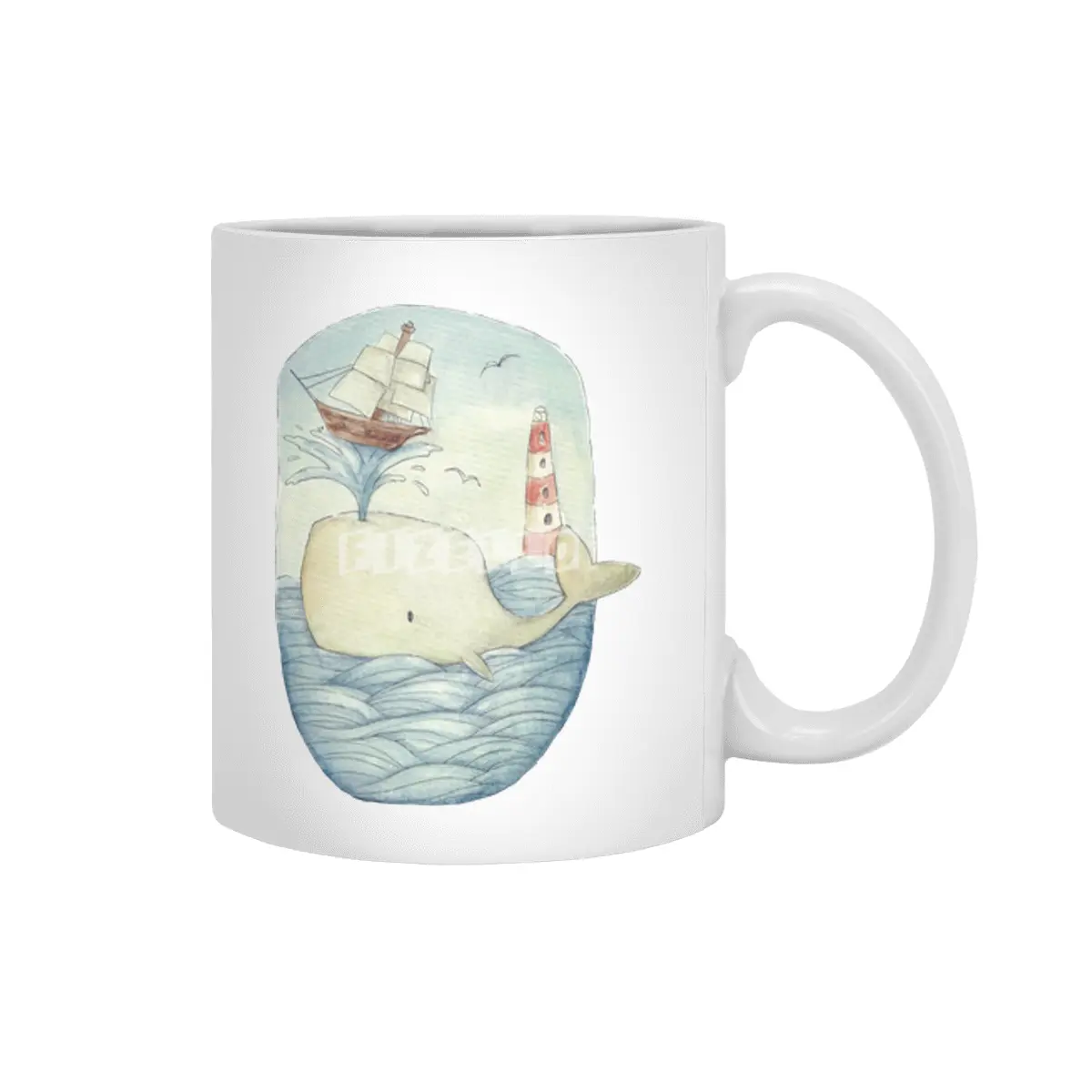 Cute Whale in the Sea Beyaz Kupa