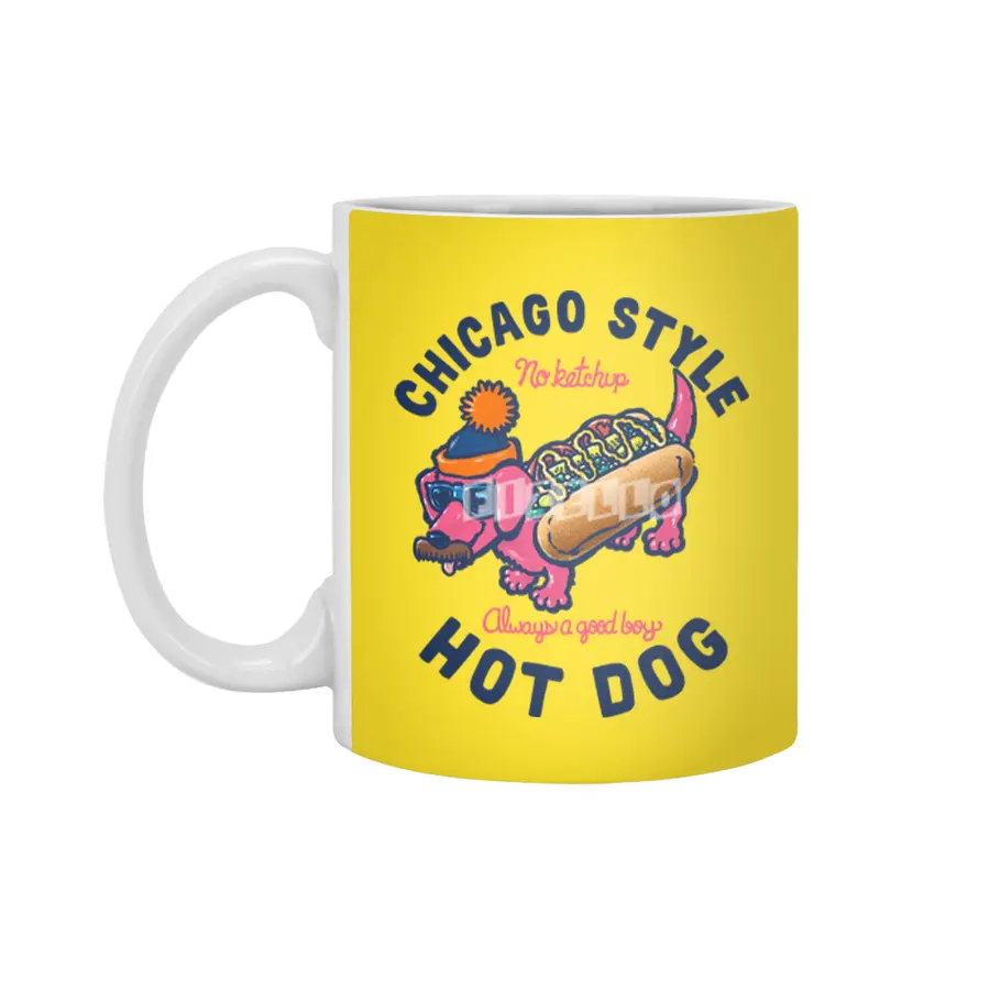 Da Chicago Dog With Text Beyaz Kupa