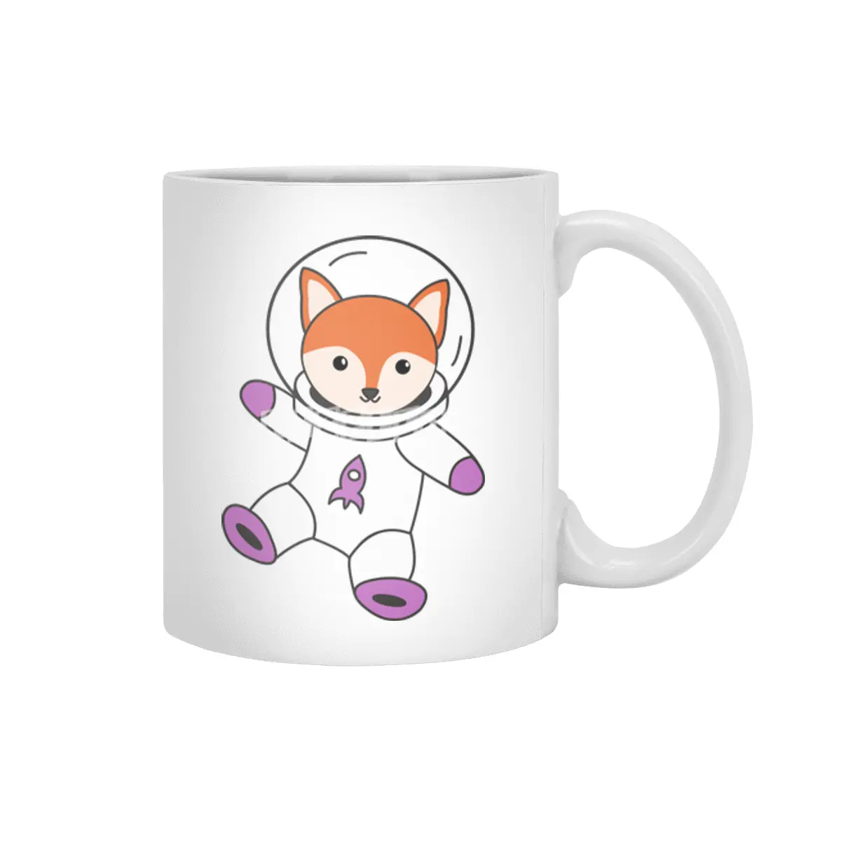 Astronaut Fox Orange Cute Animals Earth Mars Beyaz Kupa