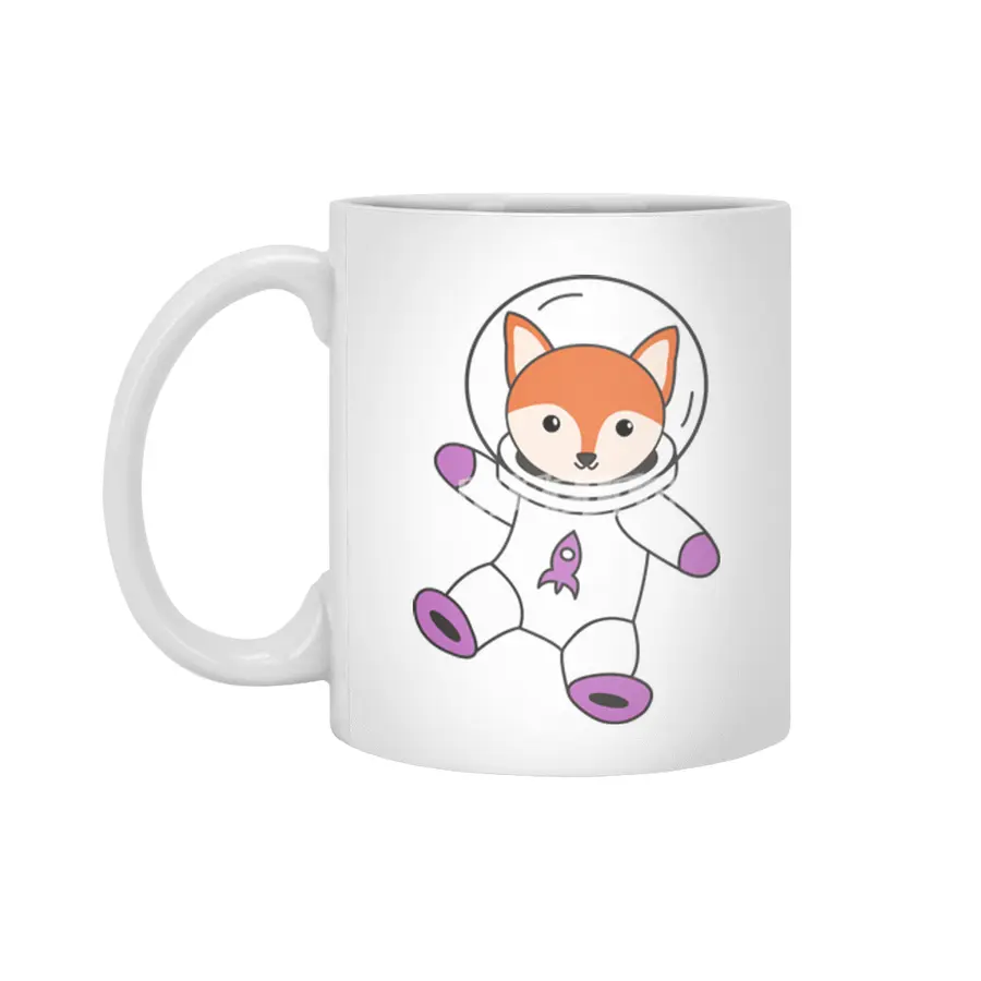 Astronaut Fox Orange Cute Animals Earth Mars Beyaz Kupa