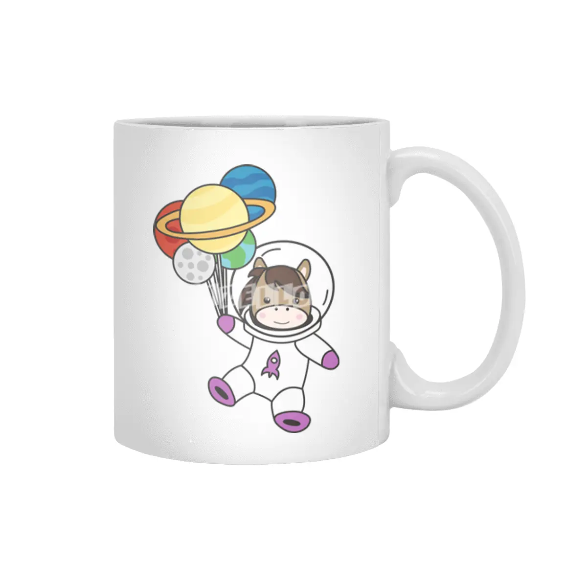 Astronaut Horse Ponny Planet Earth Mars Beyaz Kupa