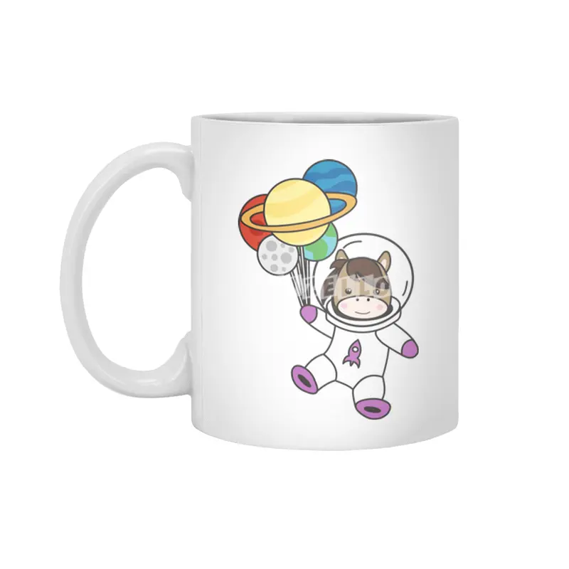 Astronaut Horse Ponny Planet Earth Mars Beyaz Kupa