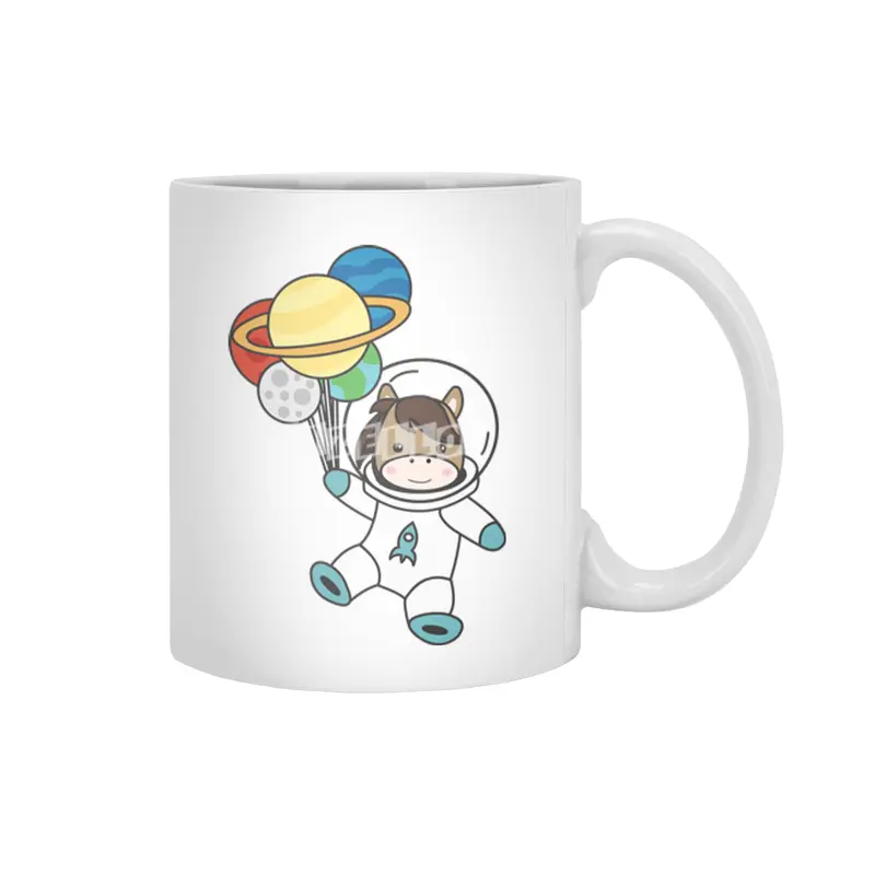 Astronaut Horse Ponny Planet Earth Mars Beyaz Kupa