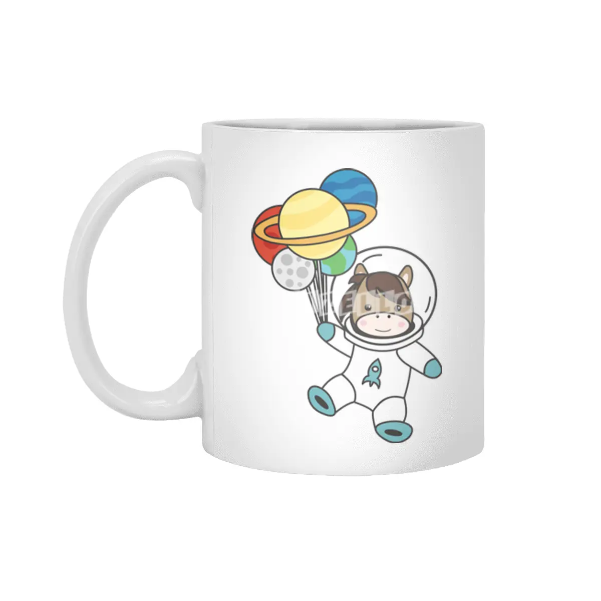 Astronaut Horse Ponny Planet Earth Mars Beyaz Kupa