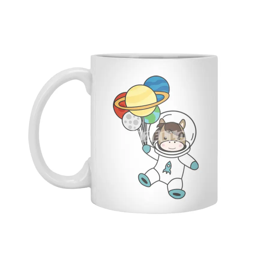 Astronaut Horse Ponny Planet Earth Mars Beyaz Kupa