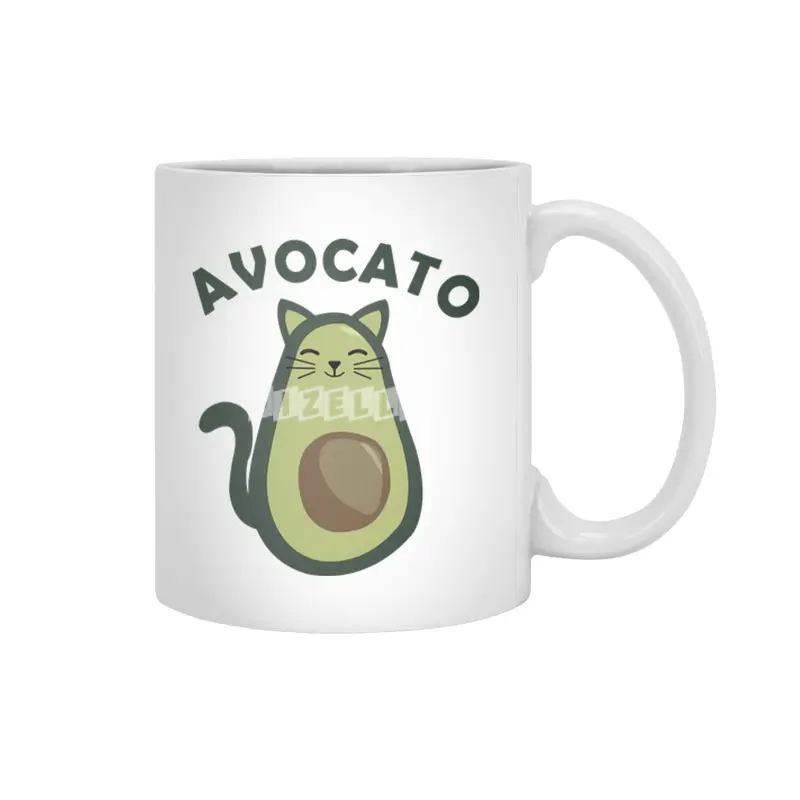 Avocado Cat Funny Food Kitten Avocato Beyaz Kupa
