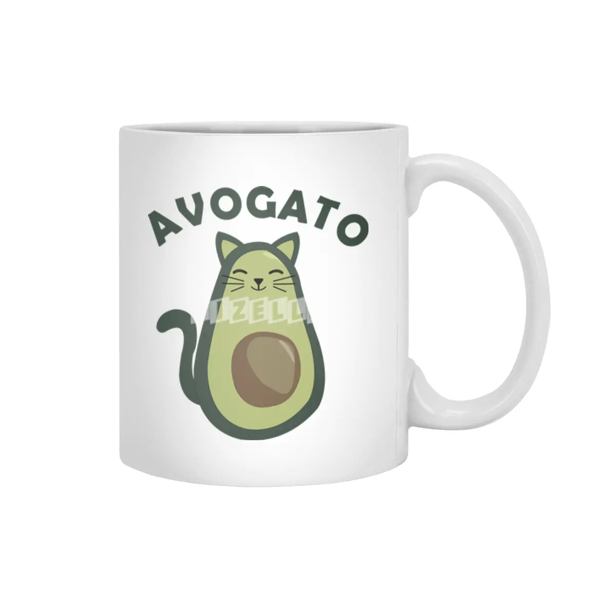 Avogato Avocado Cat Funny Food Green Beyaz Kupa