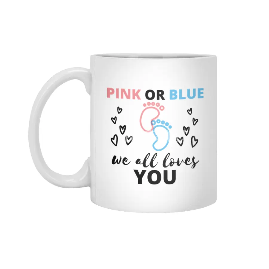 Baby Gender Reveal Ideas Pink Or Blue We All Love Beyaz Kupa