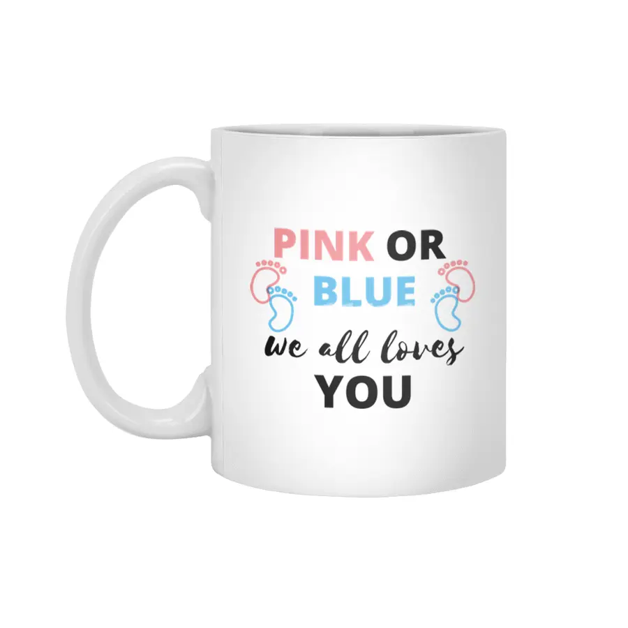 Baby Gender Reveal Ideas Pink Or Blue We All Love Beyaz Kupa