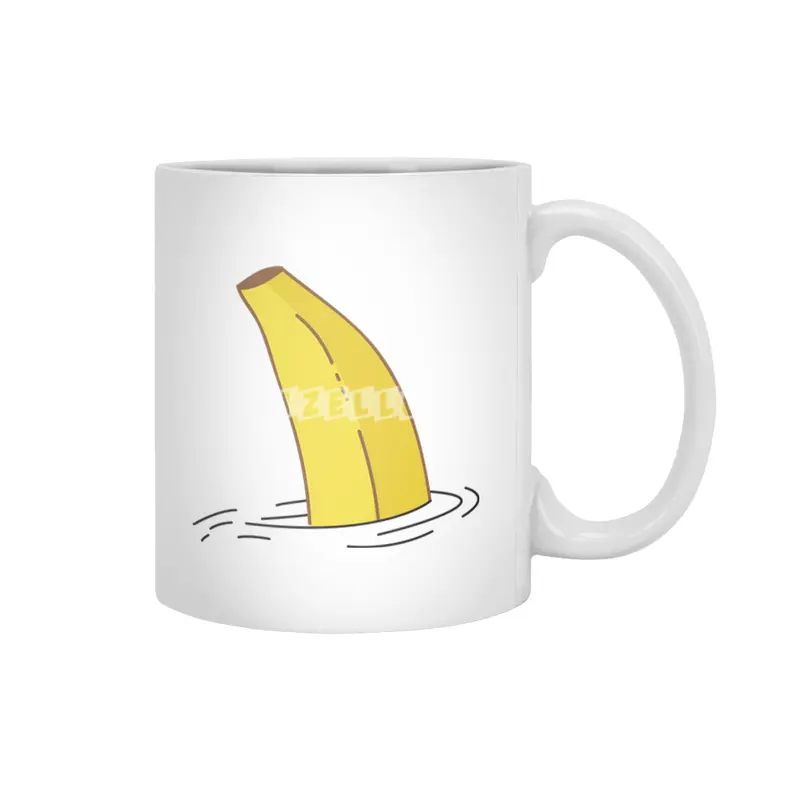 Banana Shark Fin Funny Banana Shark Fish Beyaz Kupa
