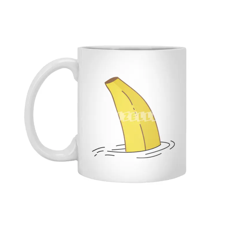 Banana Shark Fin Funny Banana Shark Fish Beyaz Kupa