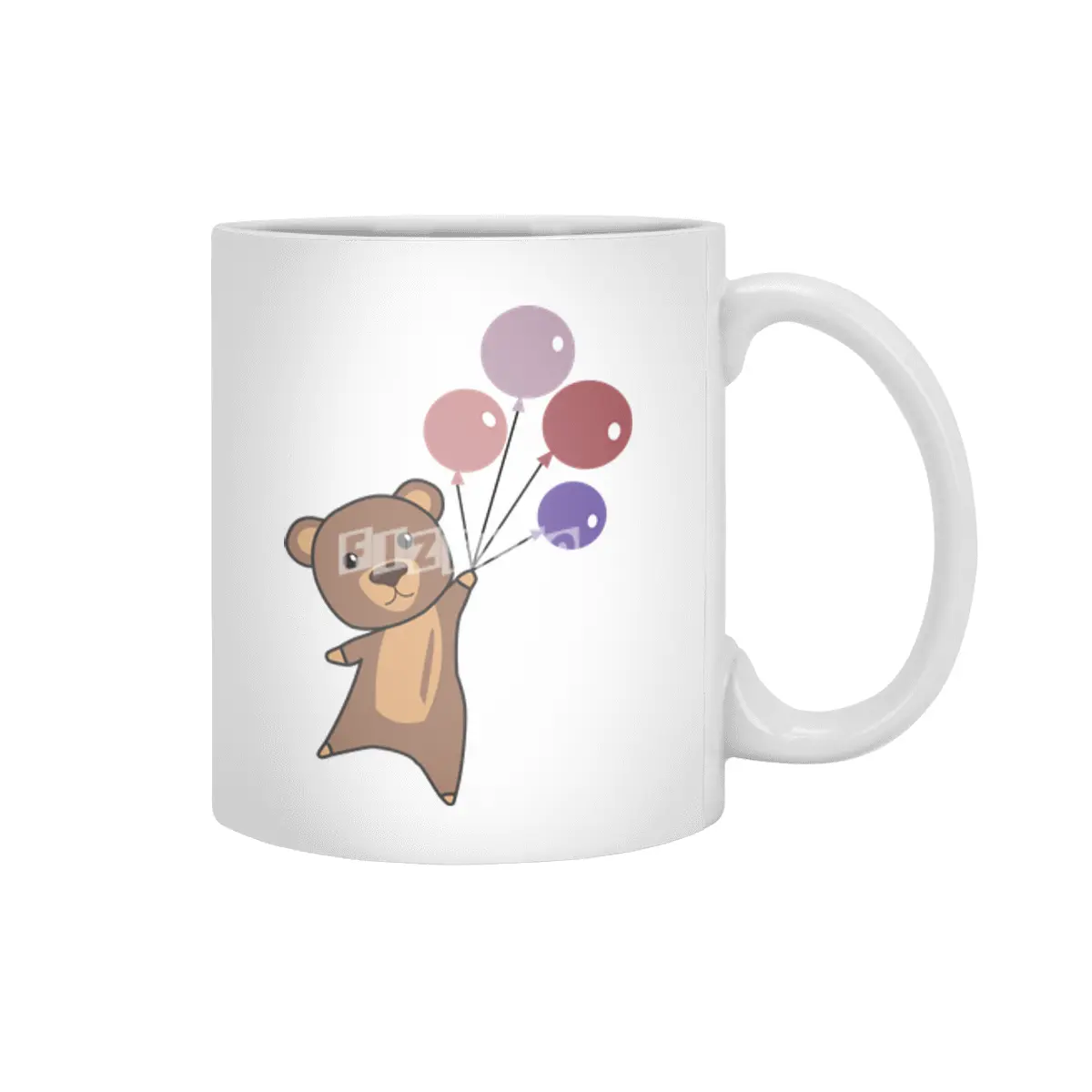 Bear Flies Up With Balloons Cute Animals Beyaz Kupa