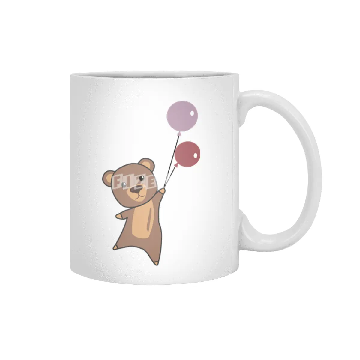 Bear Flies Up With Balloons Cute Animals Beyaz Kupa
