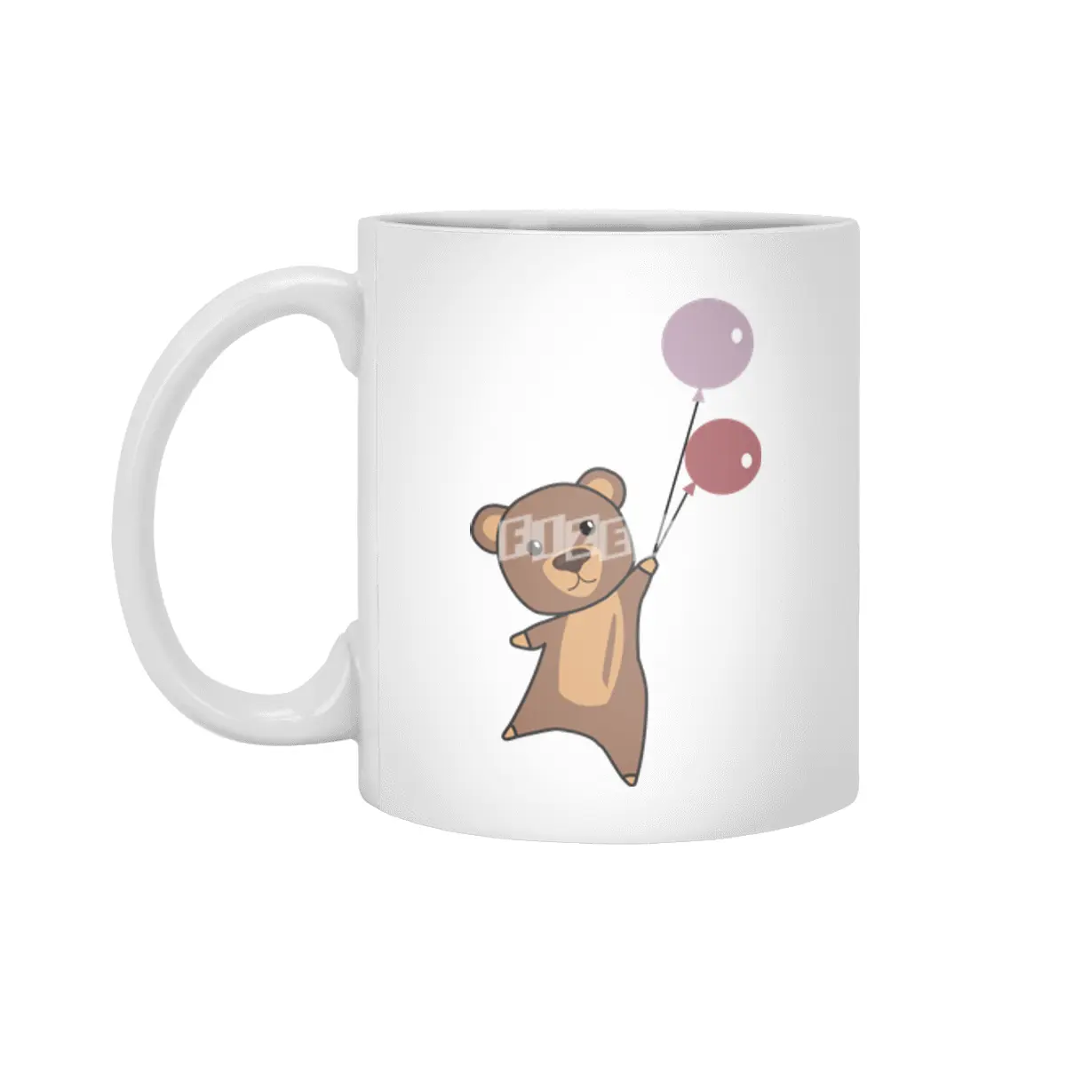 Bear Flies Up With Balloons Cute Animals Beyaz Kupa