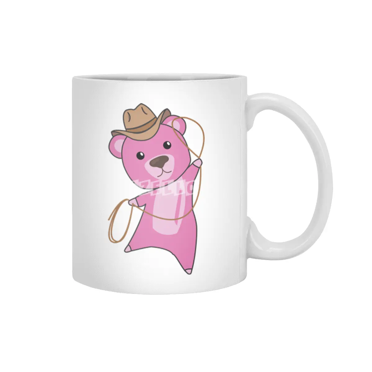 Bear Pink Cowboy Lasso Cute Animals For Kids Beyaz Kupa