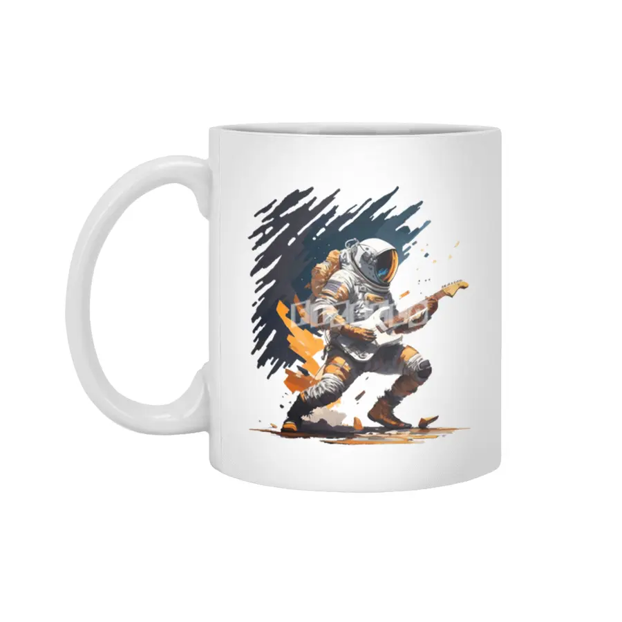 astronaut plays guitar Beyaz Kupa