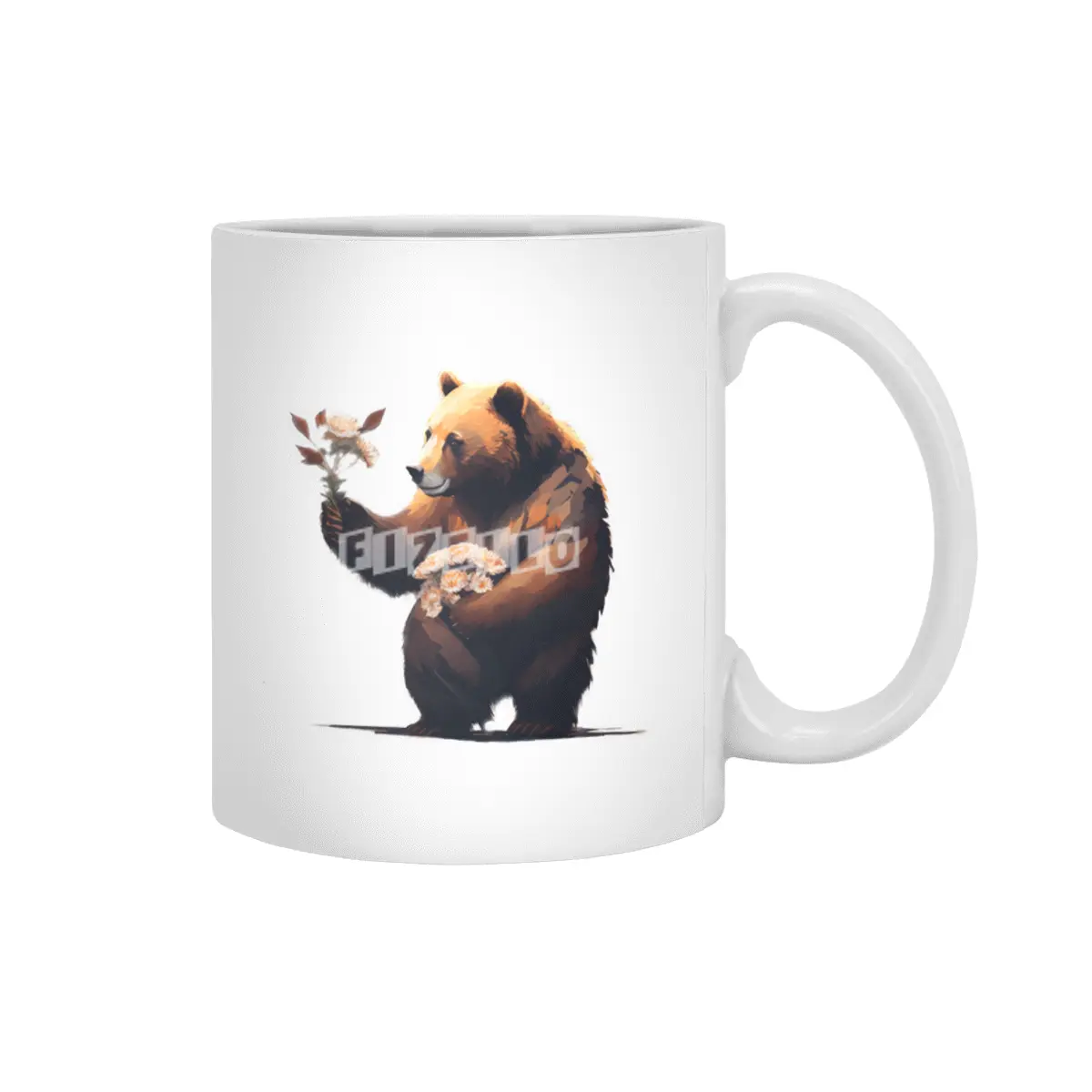 bear holds flowers Beyaz Kupa