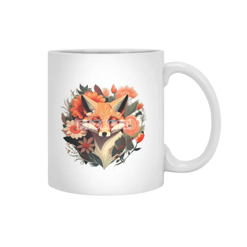 fox with flowers Beyaz Kupa