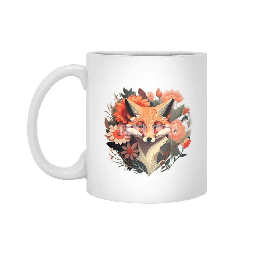 fox with flowers Beyaz Kupa