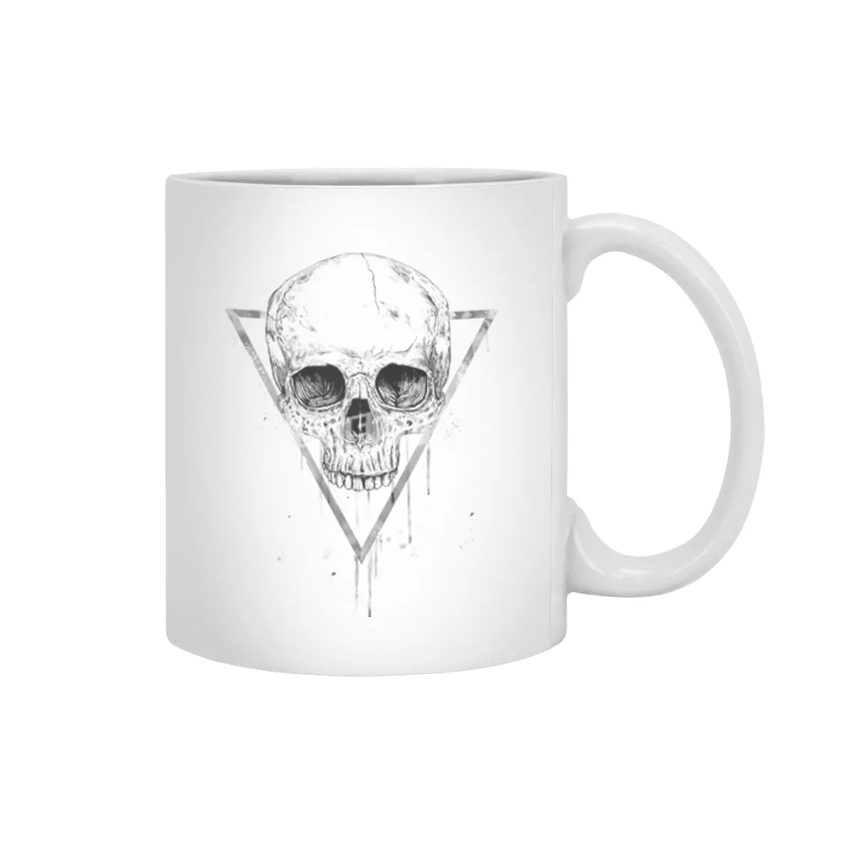 Skull in a triangle (bw) Beyaz Kupa